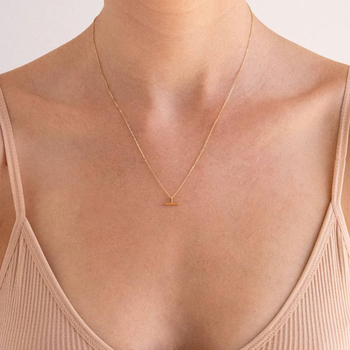 Mini T-Bar Necklace: Gold Plated Sterling Silver