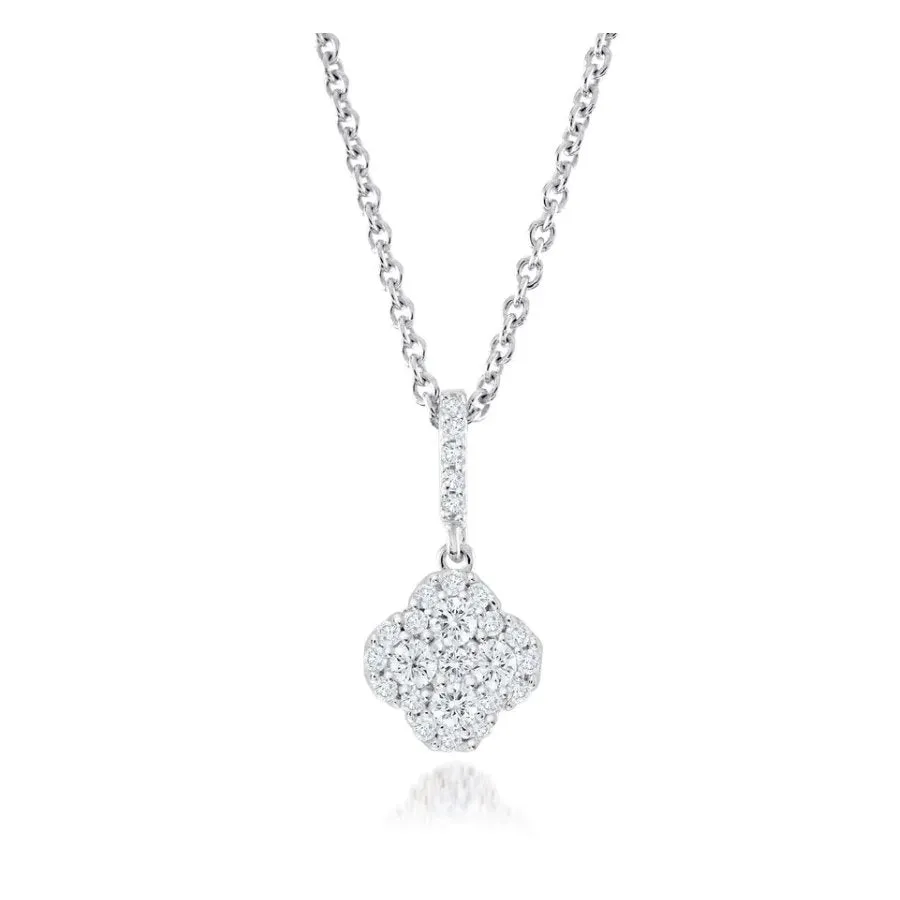 Miss Mimi Sterling Silver Rhodium Plated Clover CZ Necklace