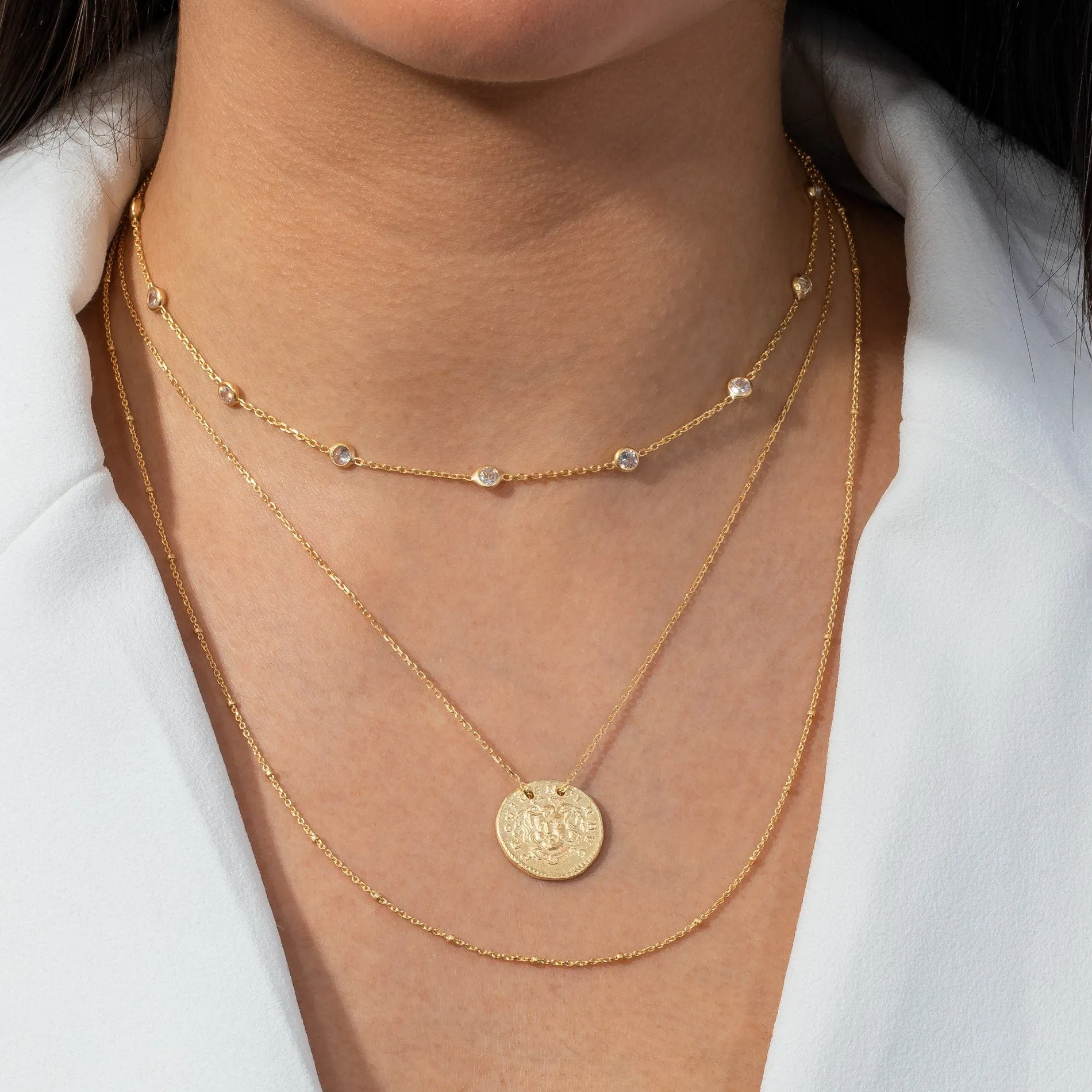 Mixed Chain Coin Necklace