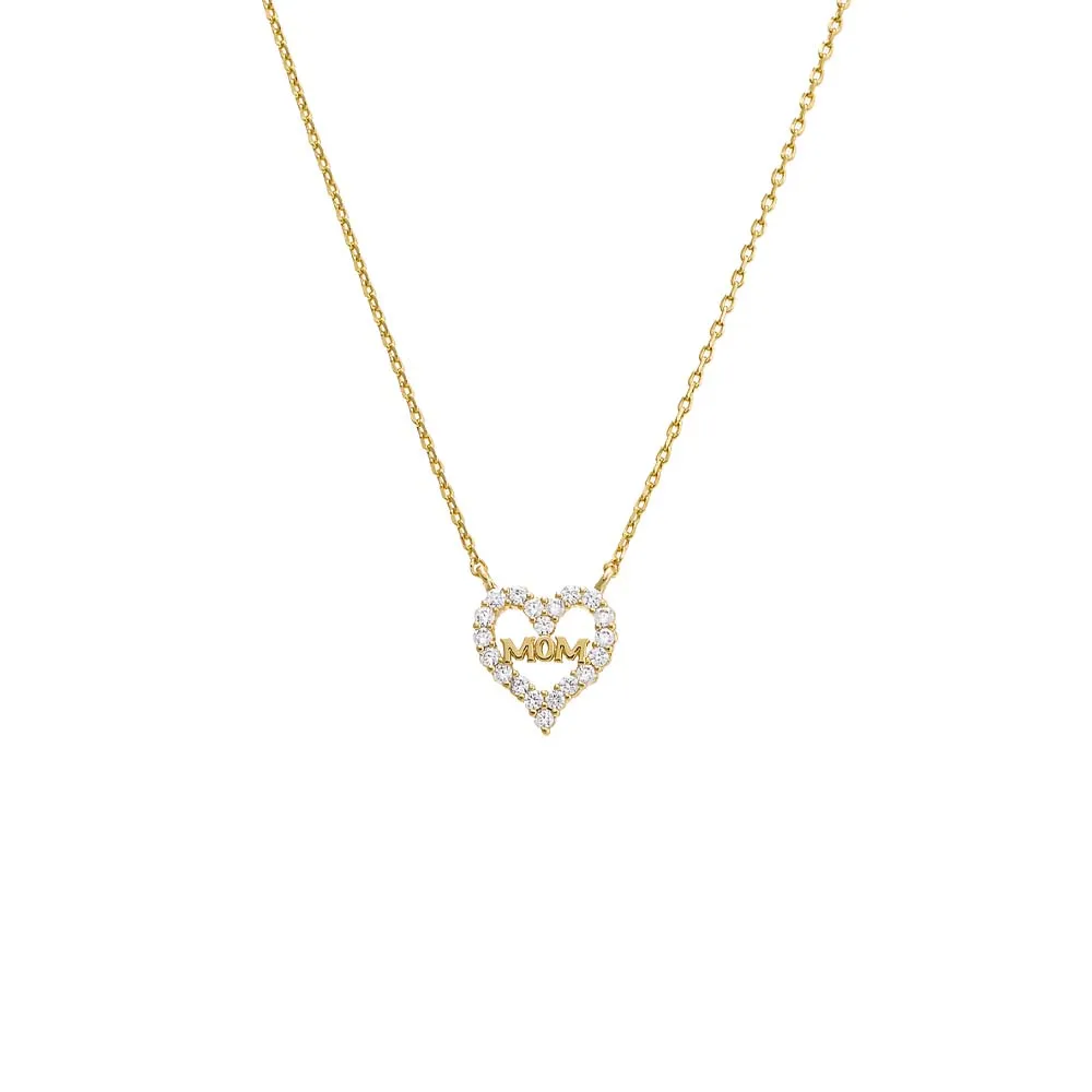 Mom Cutout Heart Pendant Necklace