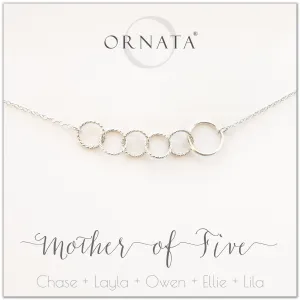 “Mother of Five” Sterling Silver Necklace | One Adult & Five Children