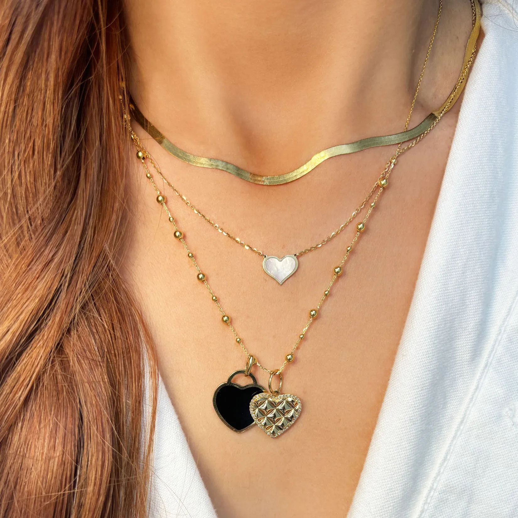 Mother of Pearl Single Heart Necklace