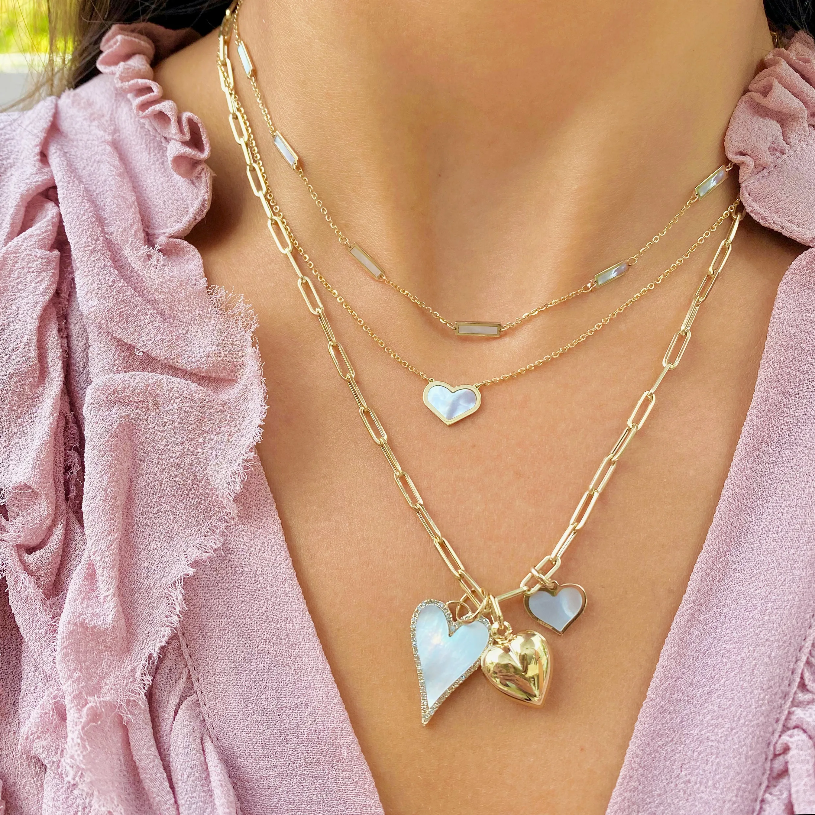 Mother of Pearl Single Heart Necklace