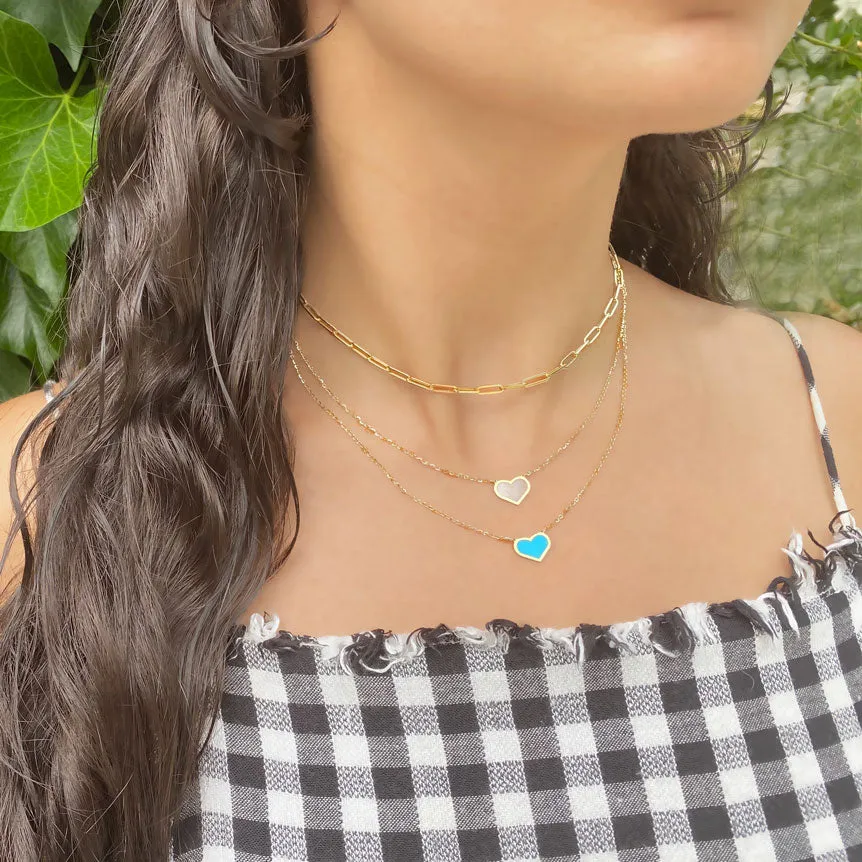 Mother of Pearl Single Heart Necklace