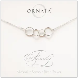Mother's Day Jewelry - Family of Four Sterling Silver Necklace - Personalized
