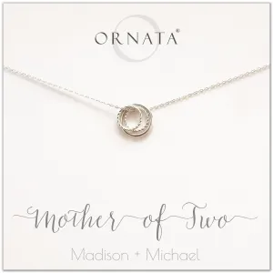 Mother's Day Jewelry - Mother of Two Sterling Silver Necklace - Personalized for Mom