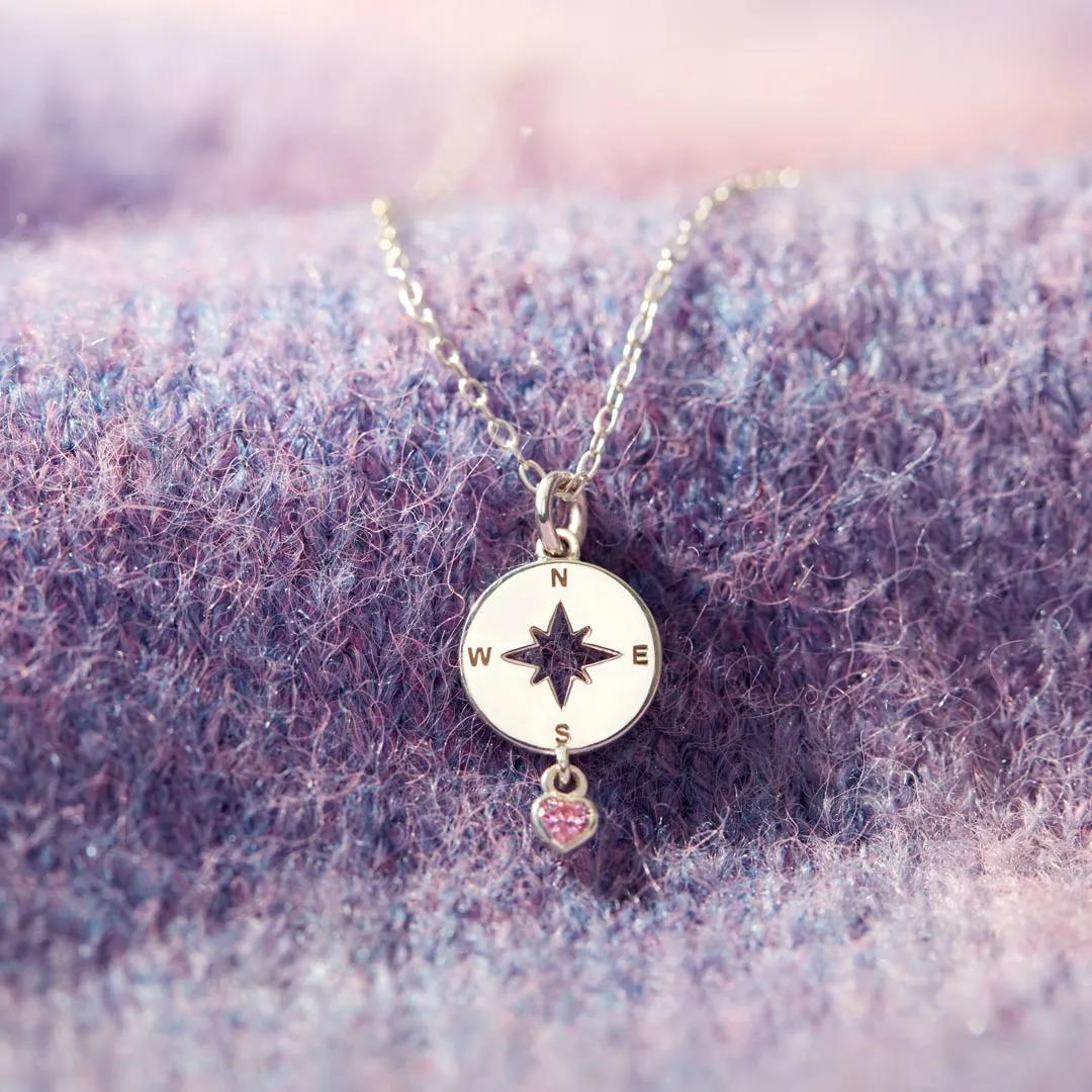 Move Confidently Compass Heart Necklace