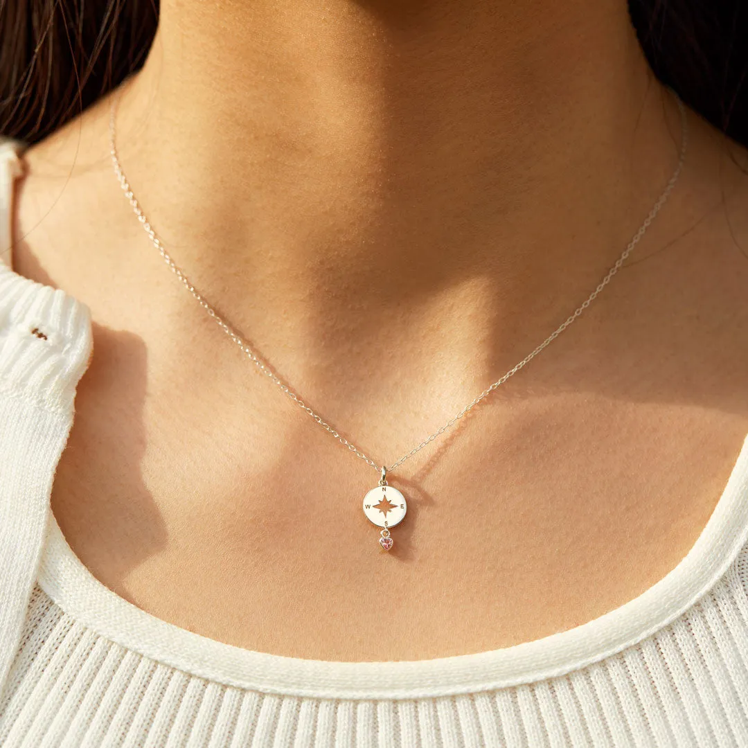 Move Confidently Compass Heart Necklace