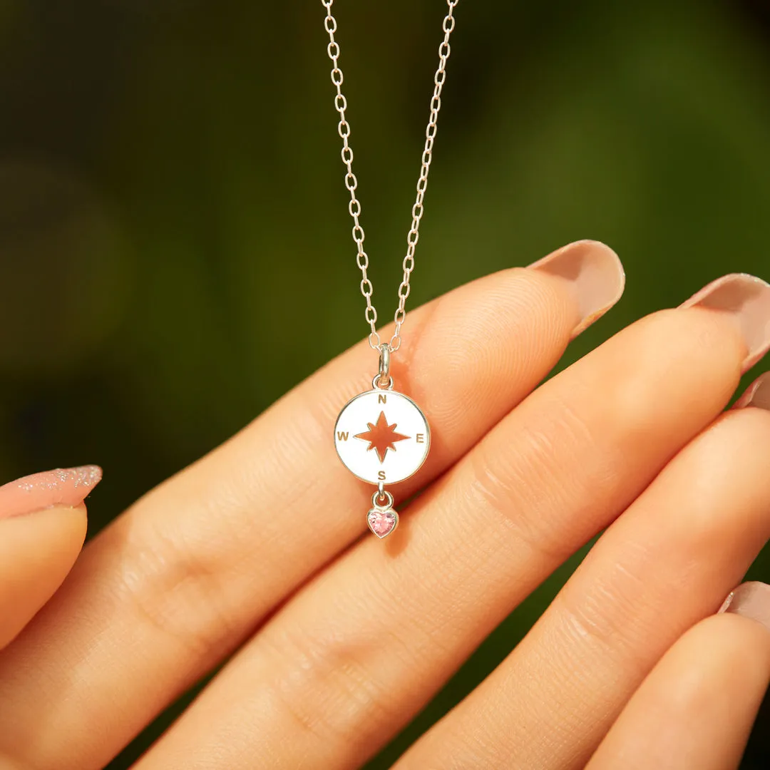 Move Confidently Compass Heart Necklace