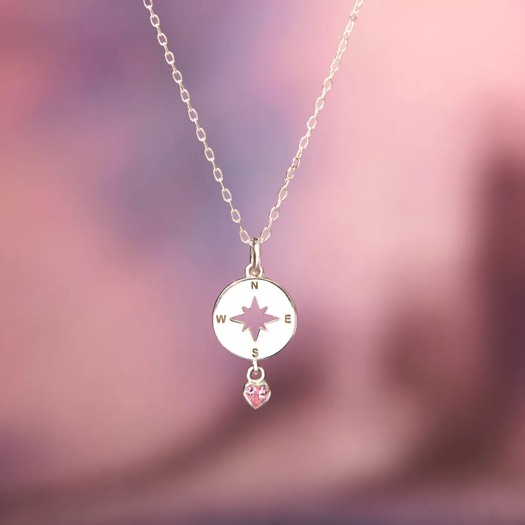 Move Confidently Compass Heart Necklace