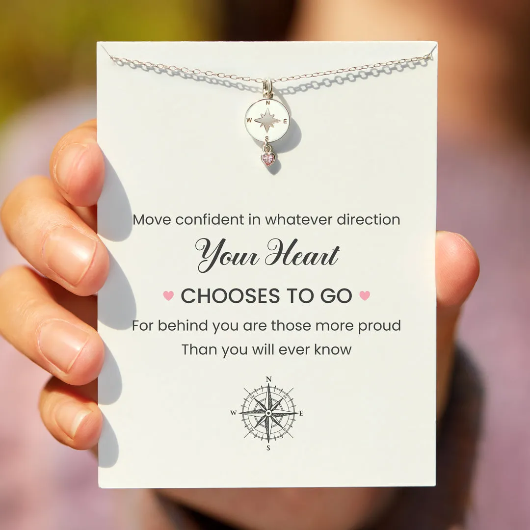 Move Confidently Compass Heart Necklace