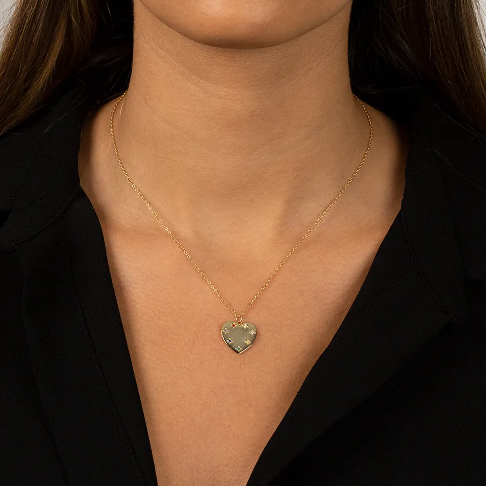 Multi-Colored Heart Pendant Necklace