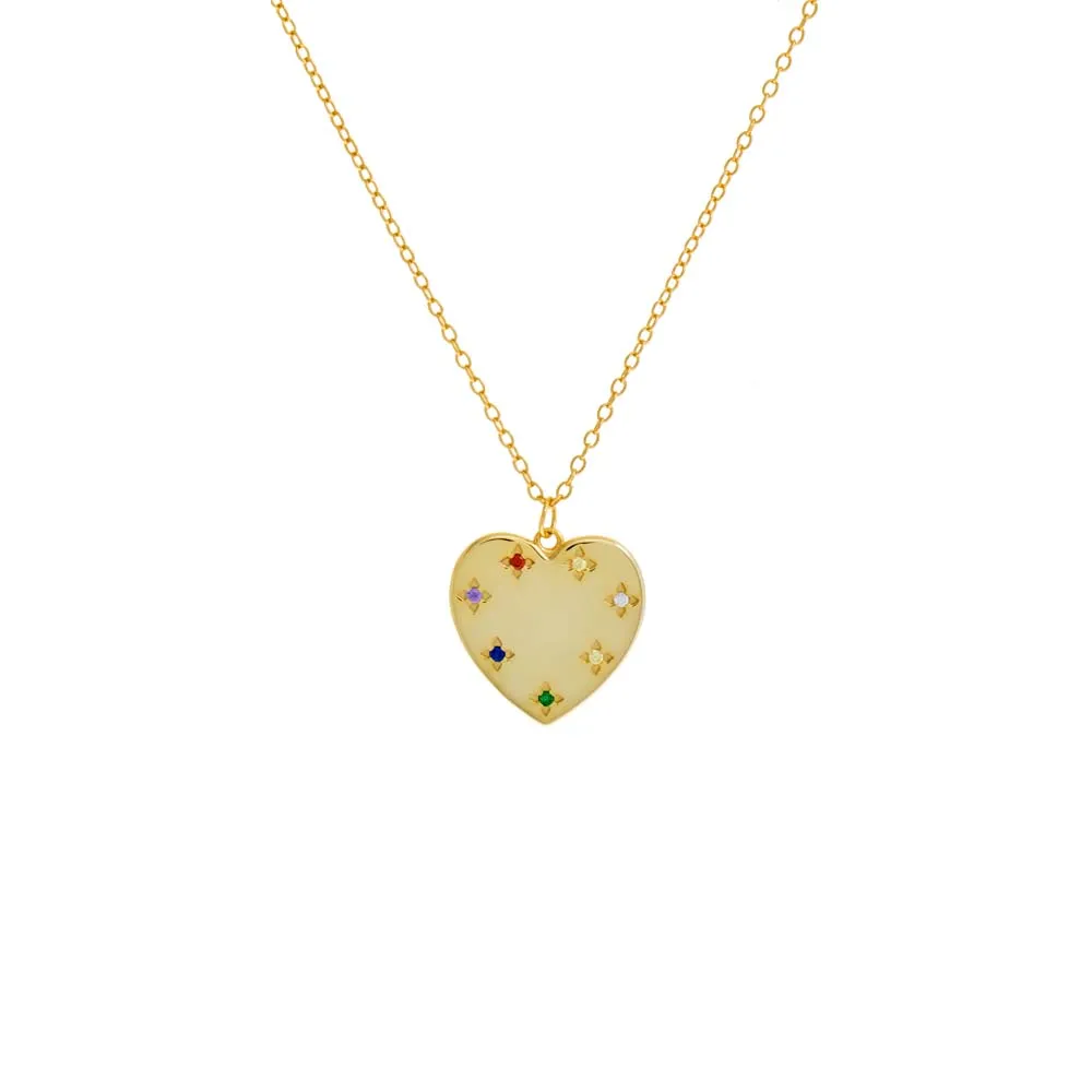 Multi-Colored Heart Pendant Necklace