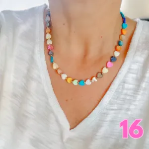 Multi Heart Stone Necklaces