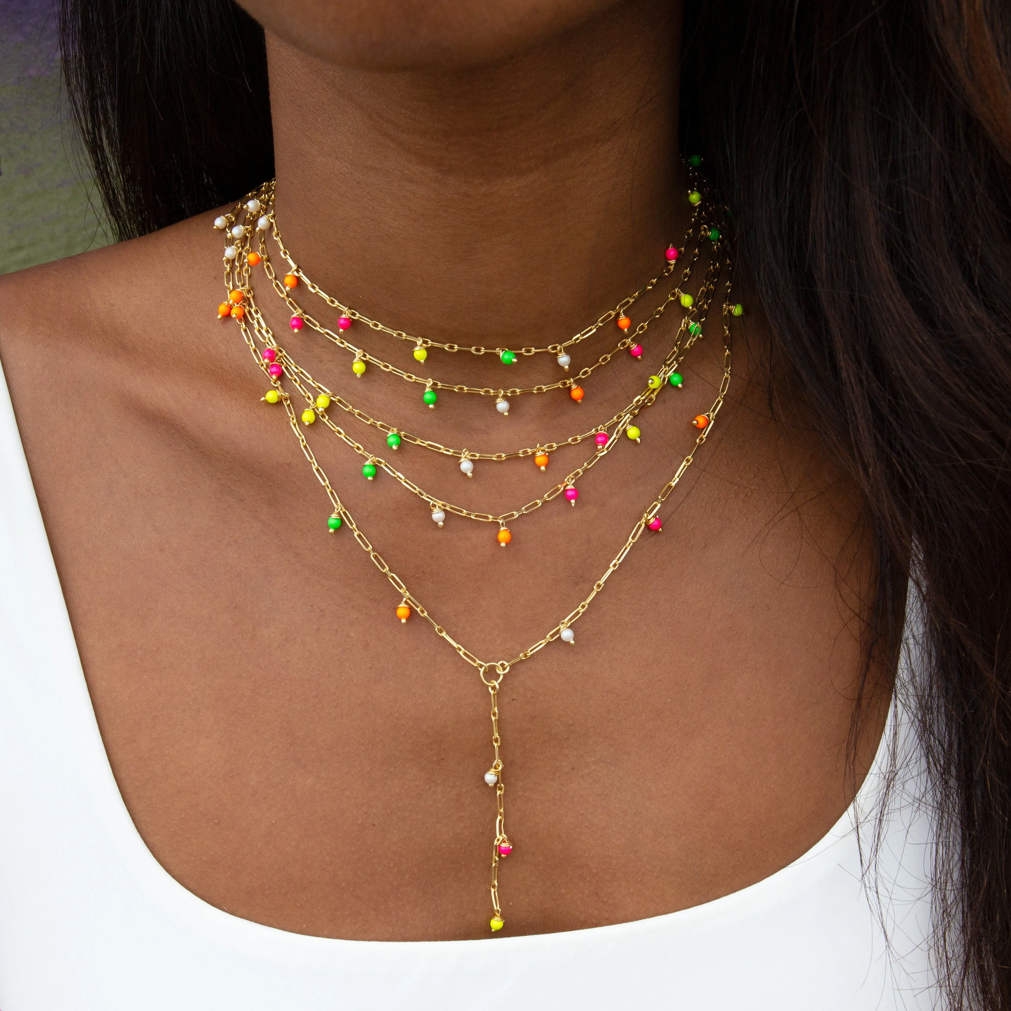 Multi Neon Link Lariat