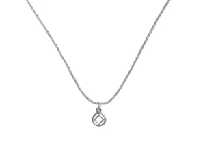 NA Symbol Small Pendant with Box Chain Sterling Silver Necklace