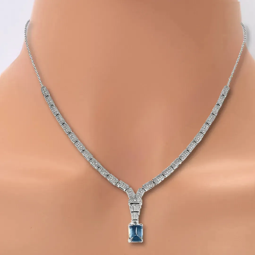 Natural London Blue Topaz Birthstone Necklace