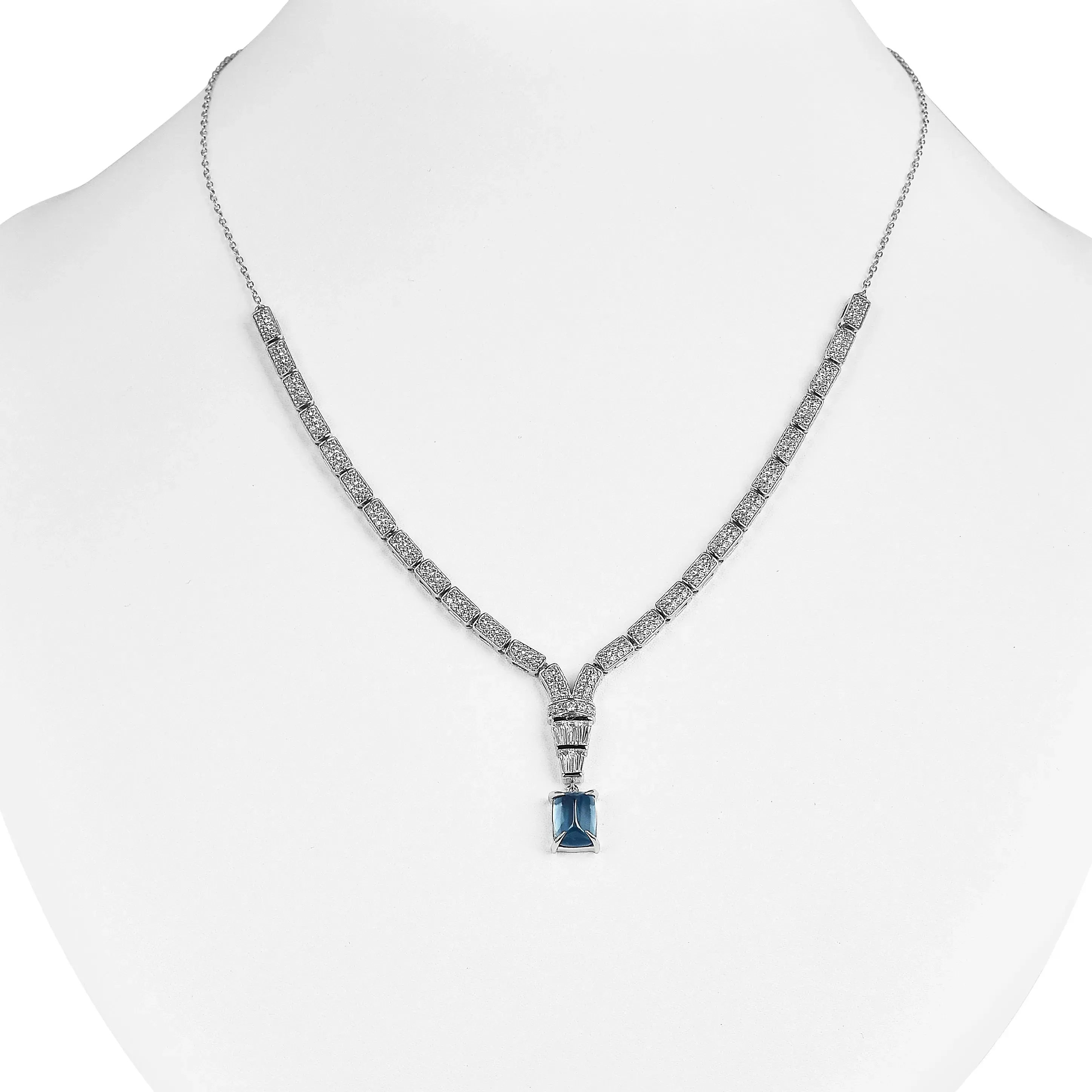 Natural London Blue Topaz Birthstone Necklace