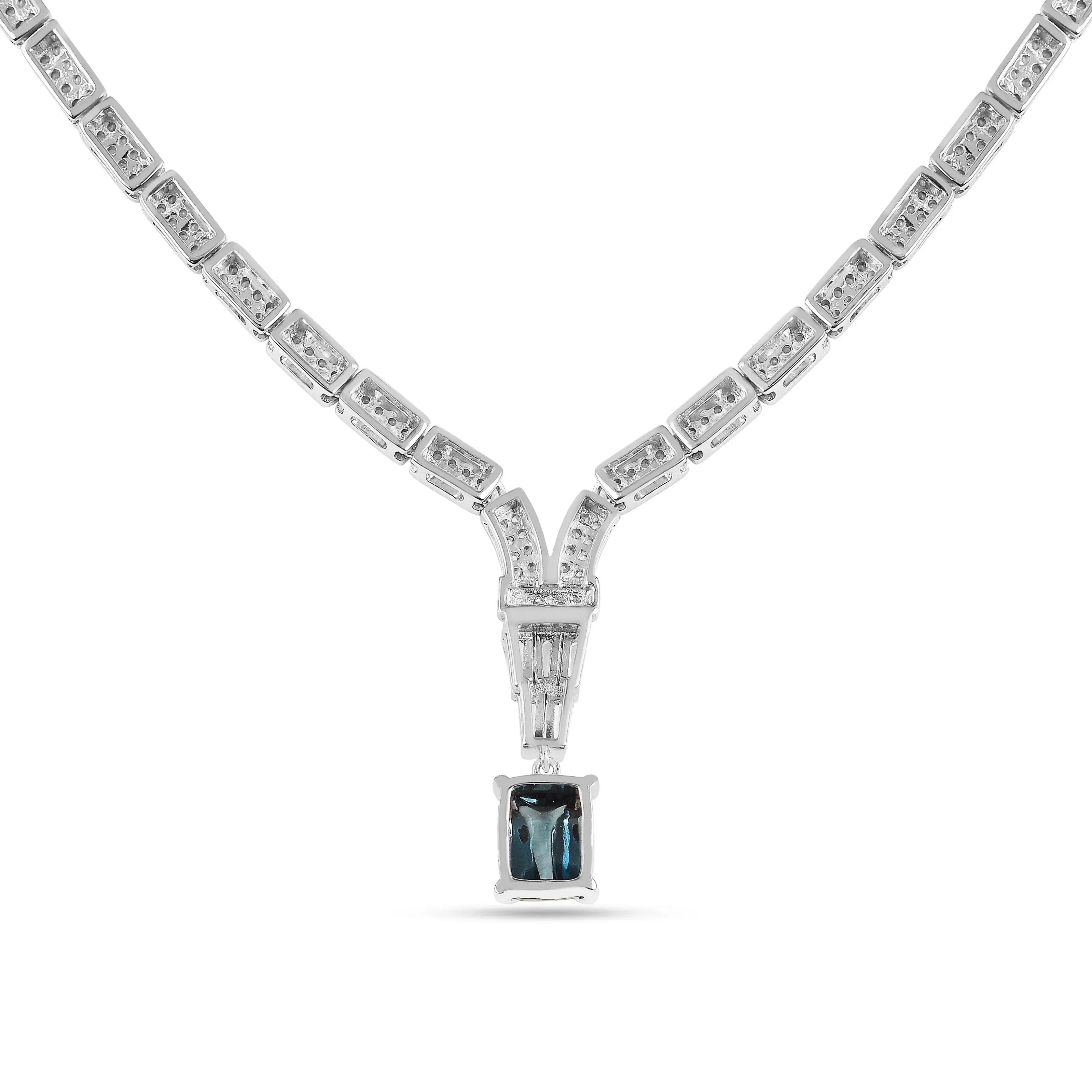 Natural London Blue Topaz Birthstone Necklace