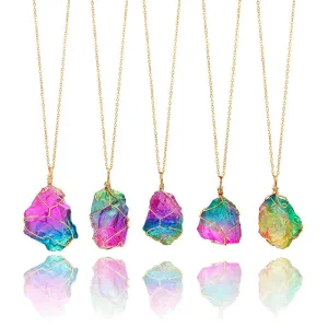 Natural Stone Winding Pendant Necklace