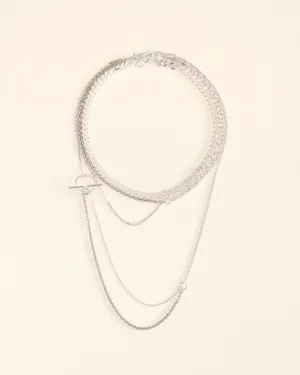 Necklace with detachable chains and T-lock in silver