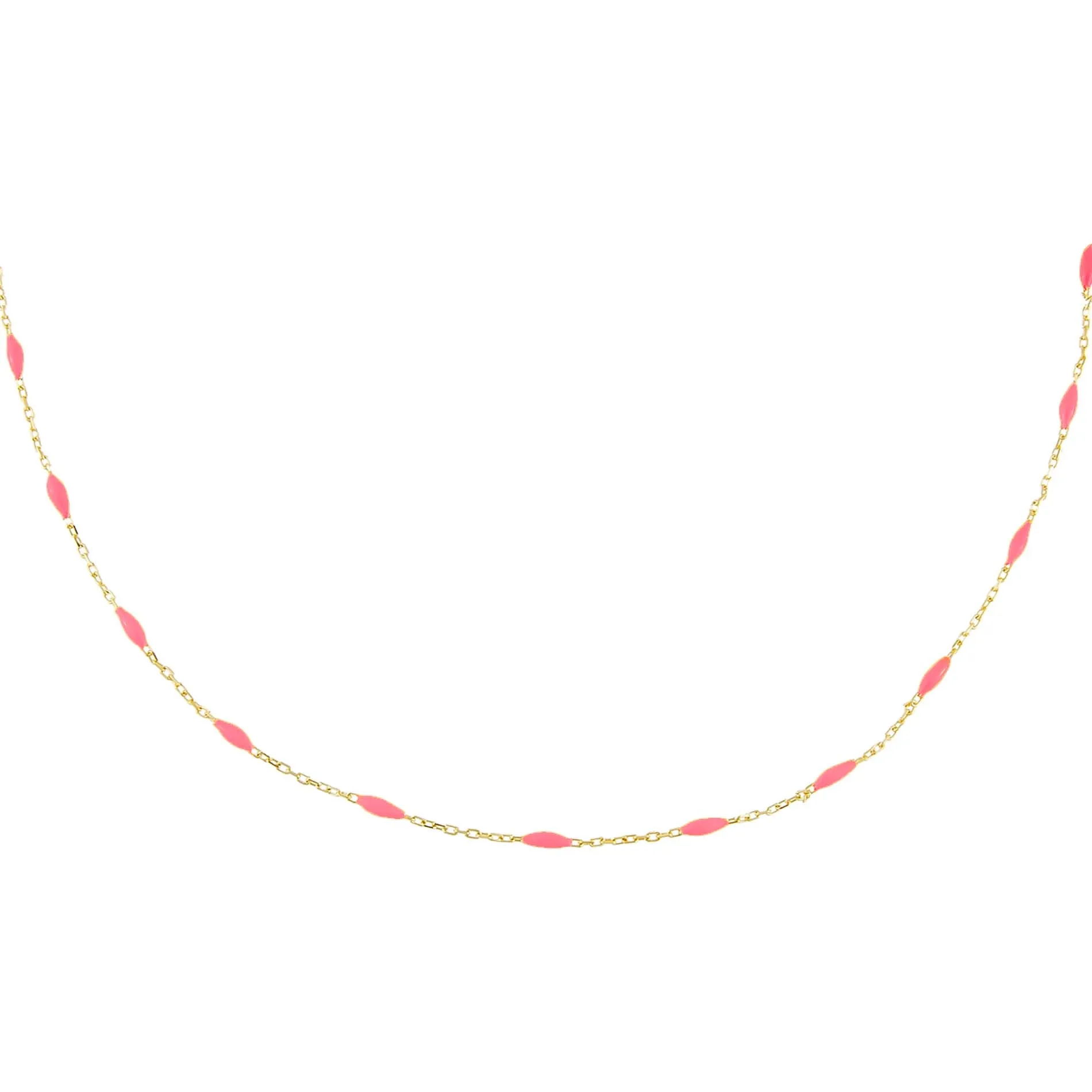Neon Pink Enamel Bead Necklace