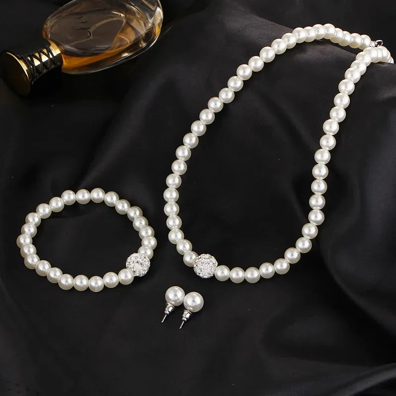 Newest Women Wedding Party Jewerly Set Simple Elegant Luxury Crystal Simulated