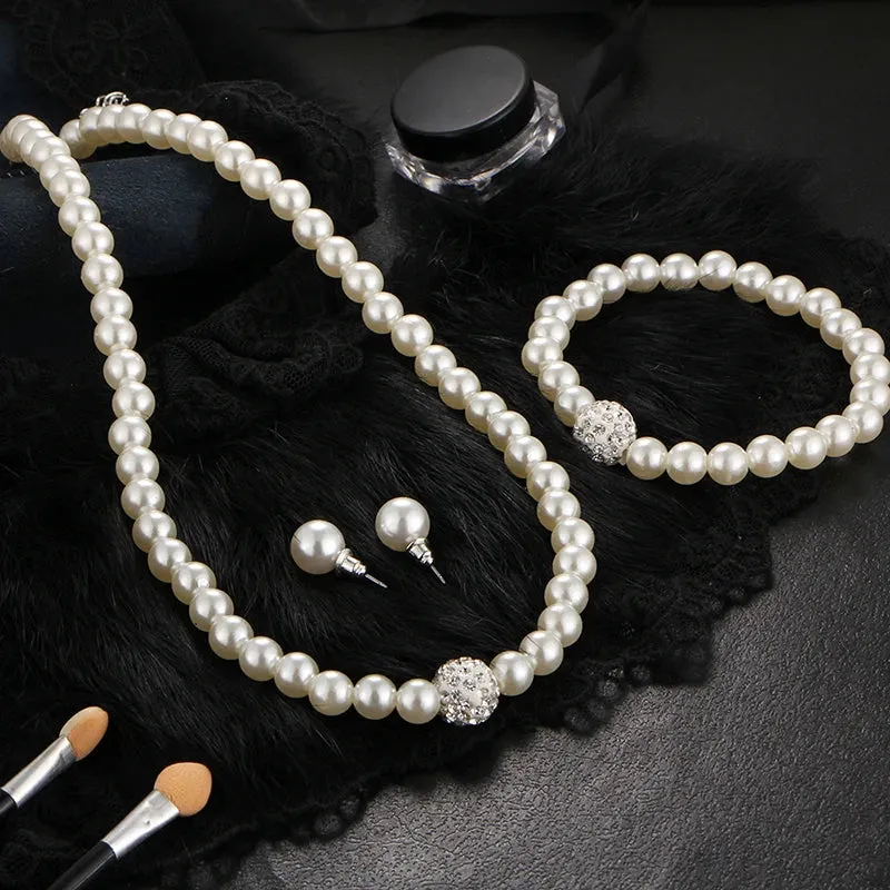 Newest Women Wedding Party Jewerly Set Simple Elegant Luxury Crystal Simulated