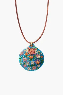 NG-14547LQ hand painted necklace- blue mix