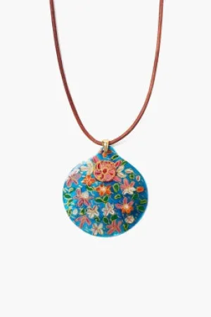 NG-14547LQ hand painted necklace- blue mix
