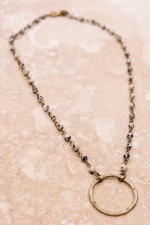 Nova Tres Bronze and Dalmation Stone Bead Necklace