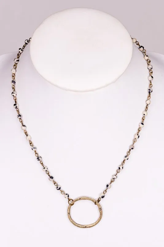 Nova Tres Bronze and Dalmation Stone Bead Necklace