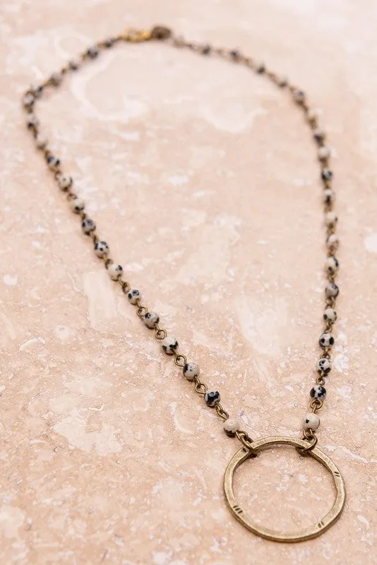 Nova Tres Bronze and Dalmation Stone Bead Necklace