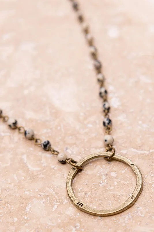 Nova Tres Bronze and Dalmation Stone Bead Necklace
