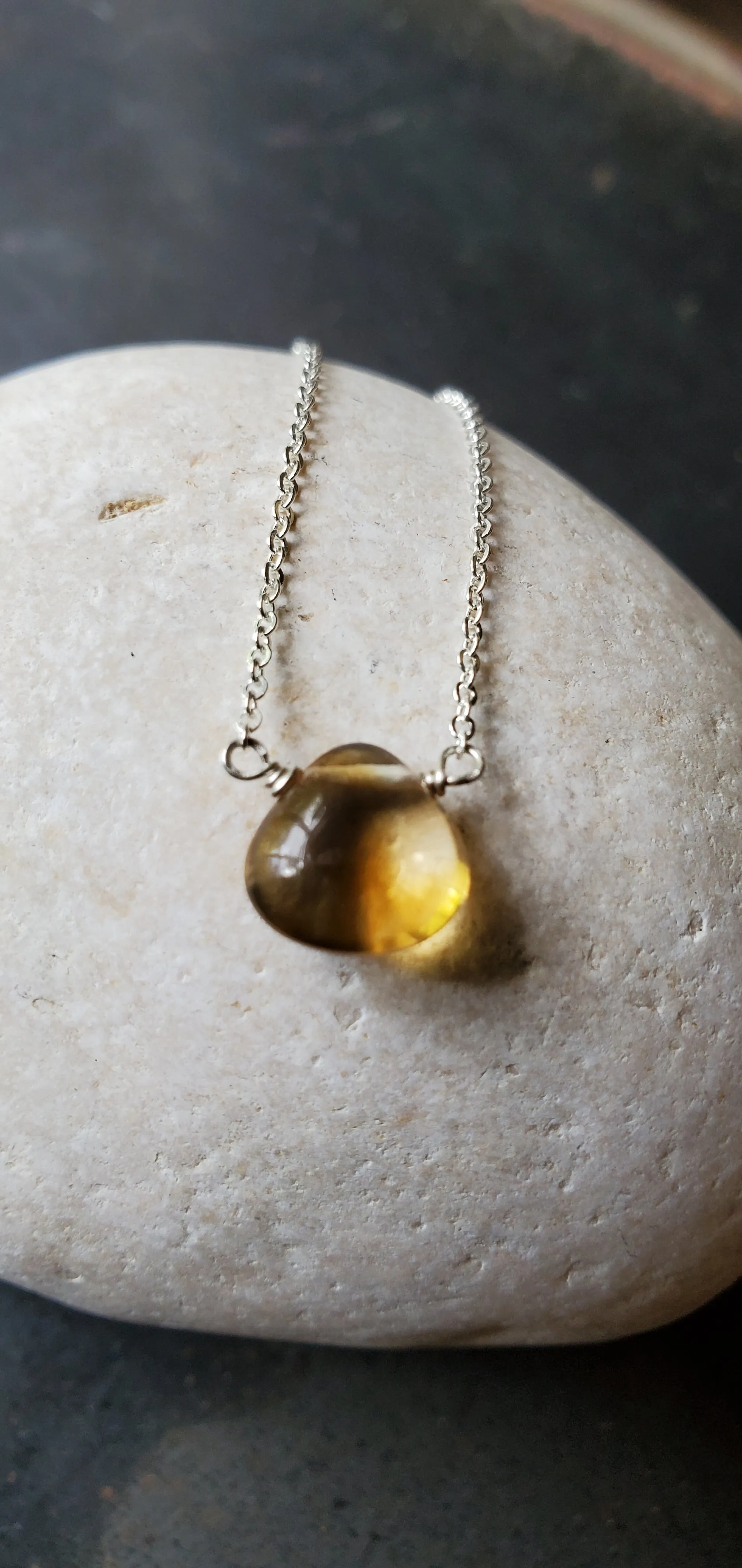 November Birthstone Sterling Silver Necklace (Citrine)