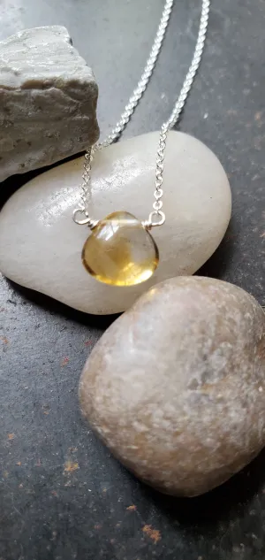 November Birthstone Sterling Silver Necklace (Citrine)