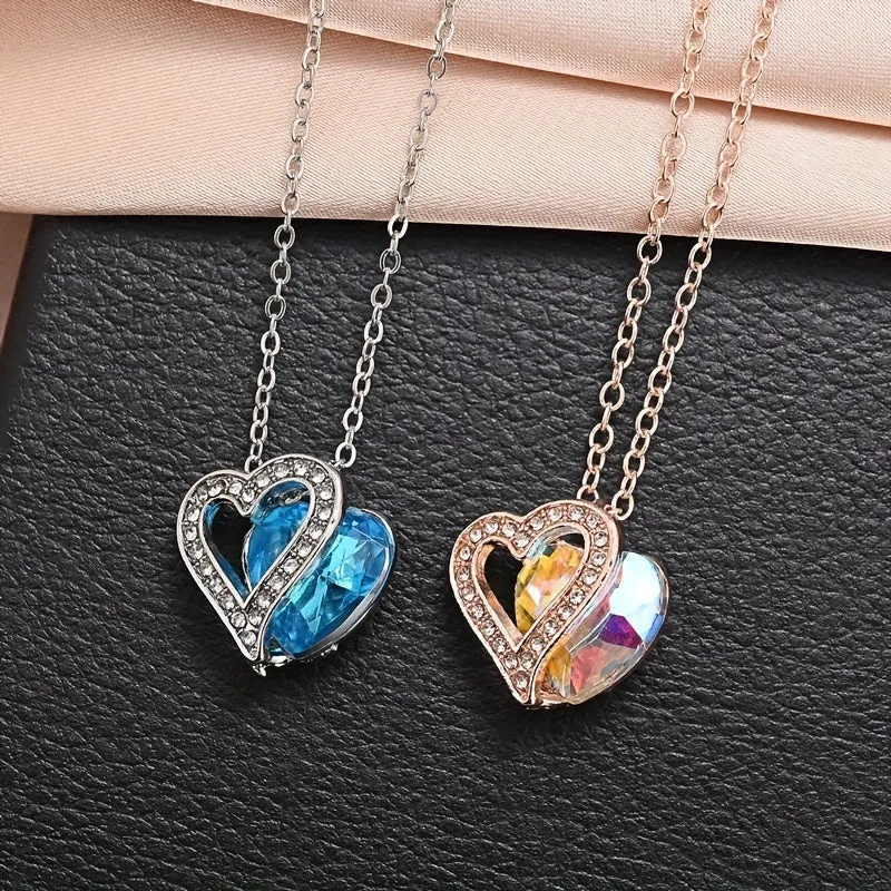 Ocean Heart Birthstone Necklace for the 12 Zodiac Signs