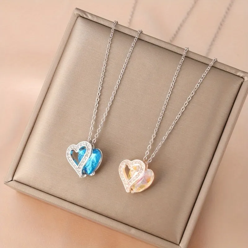 Ocean Heart Birthstone Necklace for the 12 Zodiac Signs