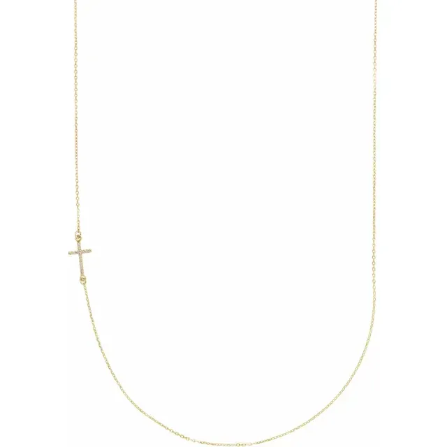 OFFSET DIAMOND CROSS NECKLACE