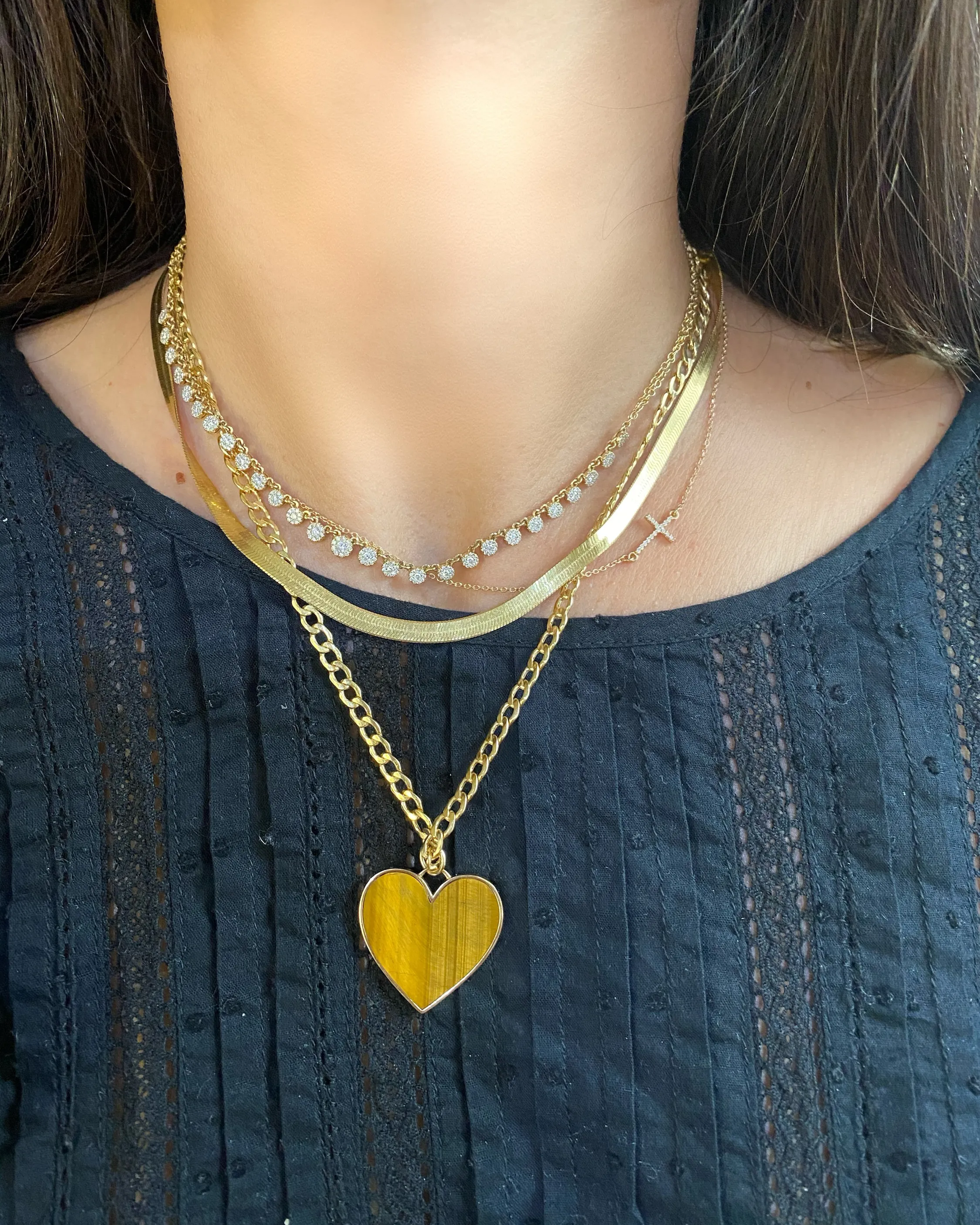 OFFSET DIAMOND CROSS NECKLACE