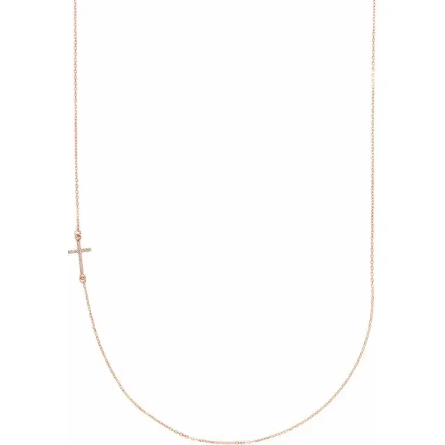 OFFSET DIAMOND CROSS NECKLACE