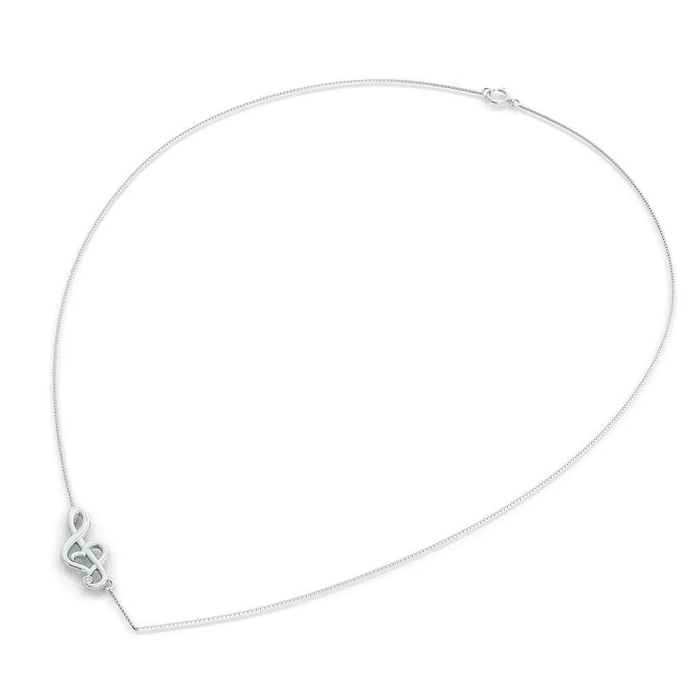 Offset Music Note Birthstone Necklace