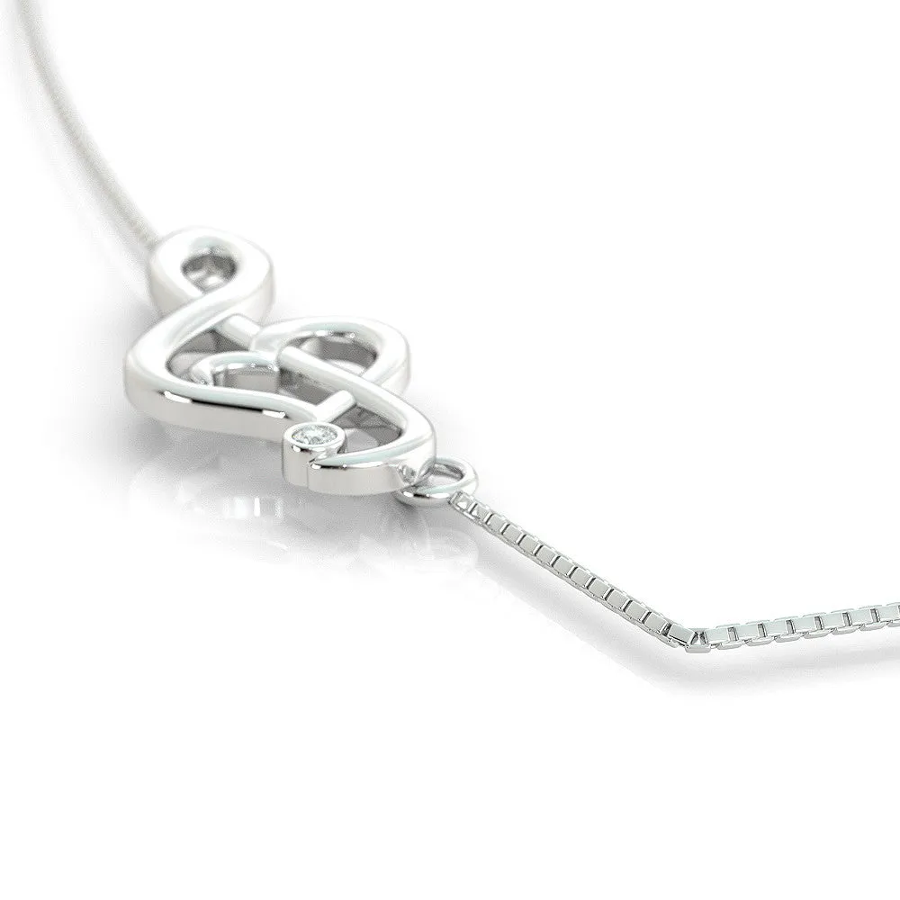 Offset Music Note Birthstone Necklace
