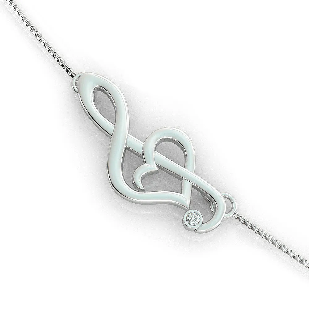 Offset Music Note Birthstone Necklace