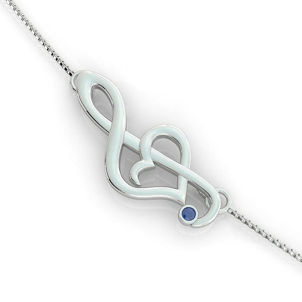 Offset Music Note Birthstone Necklace