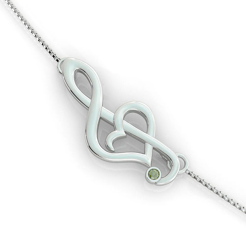 Offset Music Note Birthstone Necklace