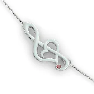 Offset Music Note Birthstone Necklace