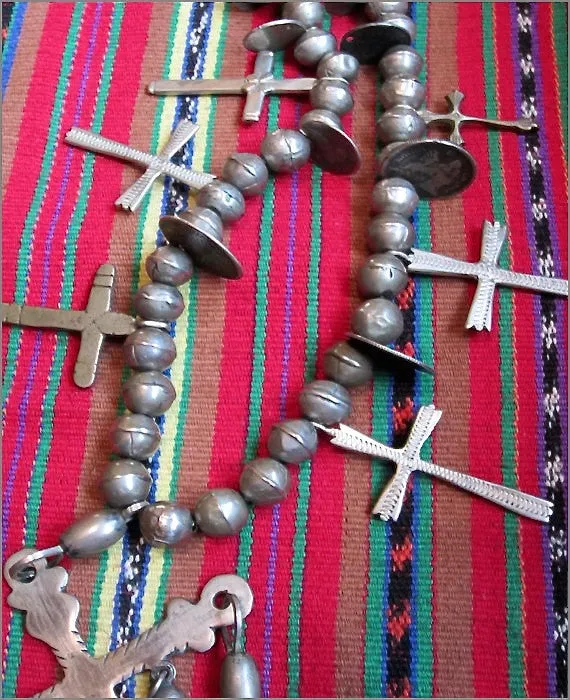 Old Yalalag Silver Cross Necklace from Mexico