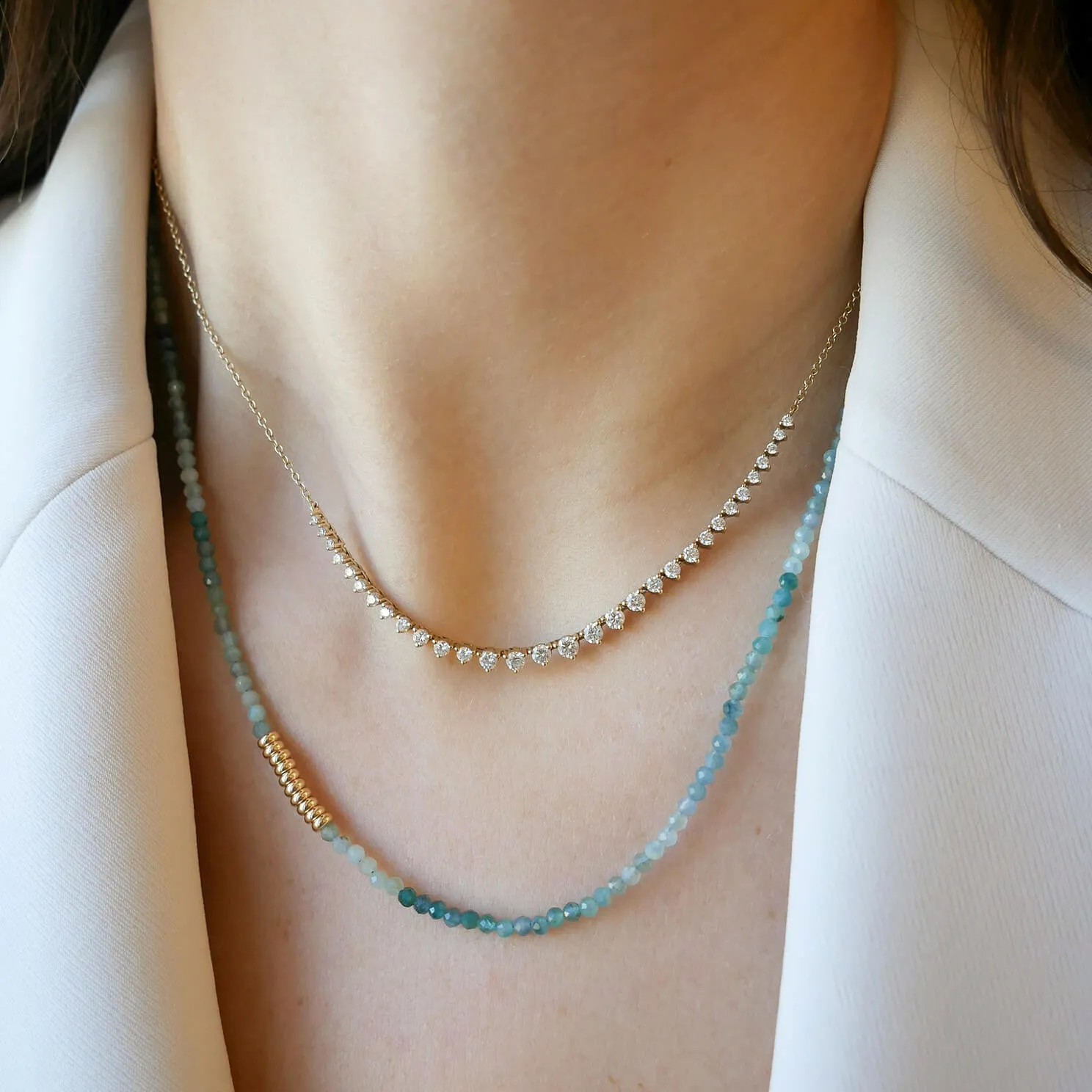 Ombré Tourmaline Birthstone Bead Necklace