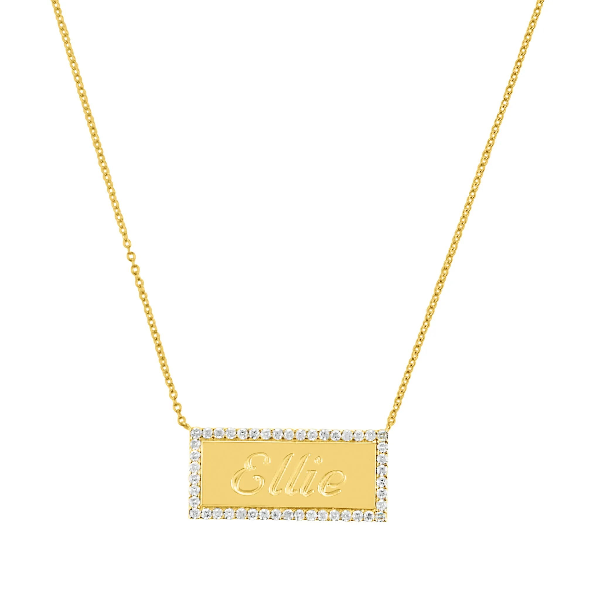 One Row Diamond Name Plate